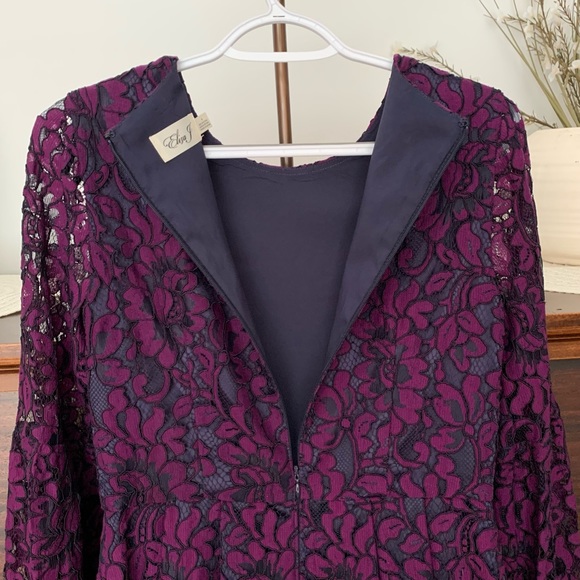 Eliza J Illusion Floral Lace Cocktail Dress, Purple, Dark Romance, Size 4 - Picture 9 of 15